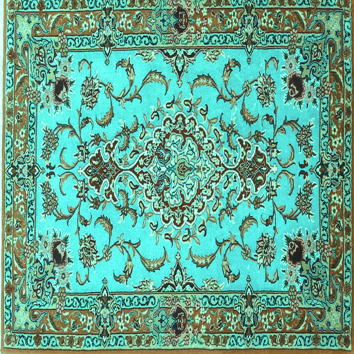 Square Medallion Turquoise Traditional Rug, tr4751turq
