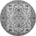 Machine Washable Medallion Gray Traditional Rug, wshtr4751gry