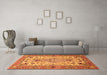 Machine Washable Medallion Orange Traditional Area Rugs in a Living Room, wshtr4751org