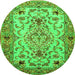 Machine Washable Medallion Green Traditional Area Rugs, wshtr4751grn