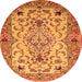 Square Medallion Orange Traditional Rug, tr4751org