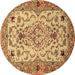 Round Medallion Brown Traditional Rug, tr4751brn