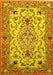 Machine Washable Medallion Yellow Traditional Rug, wshtr4751yw