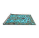 Sideview of Machine Washable Medallion Light Blue Traditional Rug, wshtr4751lblu