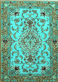 Medallion Turquoise Traditional Rug, tr4751turq