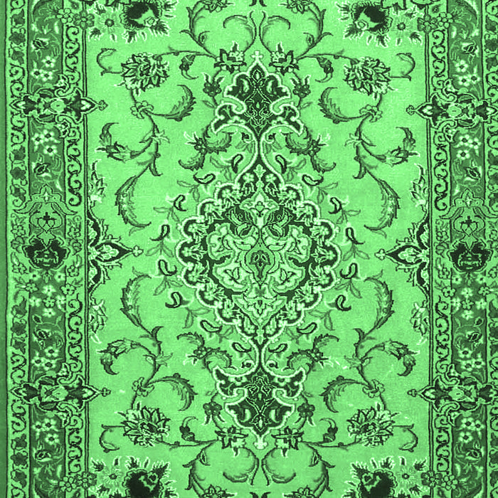 Machine Washable Medallion Emerald Green Traditional Area Rugs, wshtr4751emgrn