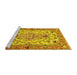 Sideview of Machine Washable Medallion Yellow Traditional Rug, wshtr4751yw