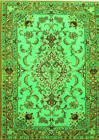 Medallion Green Traditional Rug, tr4751grn