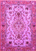 Machine Washable Medallion Pink Traditional Rug, wshtr4751pnk