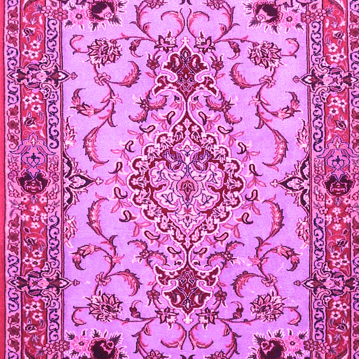 Machine Washable Medallion Pink Traditional Rug, wshtr4751pnk