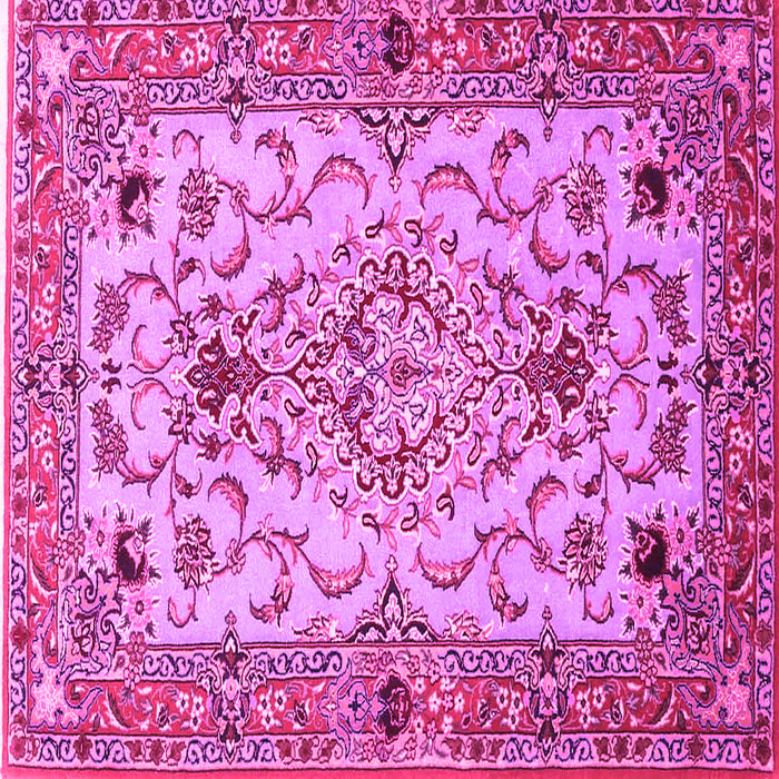 Square Machine Washable Medallion Pink Traditional Rug, wshtr4751pnk