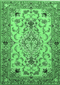 Medallion Emerald Green Traditional Rug, tr4751emgrn