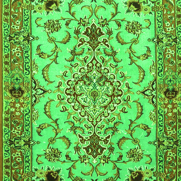 Serging Thickness of Machine Washable Medallion Green Traditional Area Rugs, wshtr4751grn