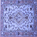 Square Machine Washable Medallion Blue Traditional Rug, wshtr4751blu