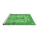 Sideview of Machine Washable Medallion Emerald Green Traditional Area Rugs, wshtr4751emgrn