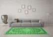 Machine Washable Oriental Emerald Green Traditional Area Rugs in a Living Room,, wshtr4752emgrn