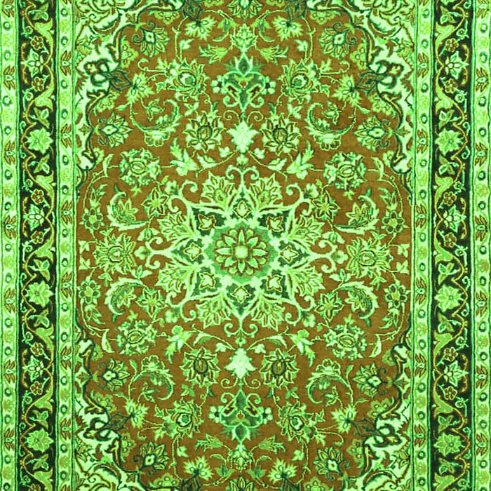 Serging Thickness of Machine Washable Oriental Green Traditional Area Rugs, wshtr4752grn