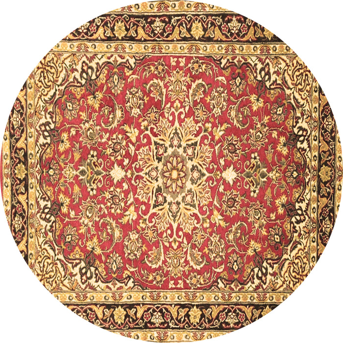 Round Oriental Brown Traditional Rug, tr4752brn