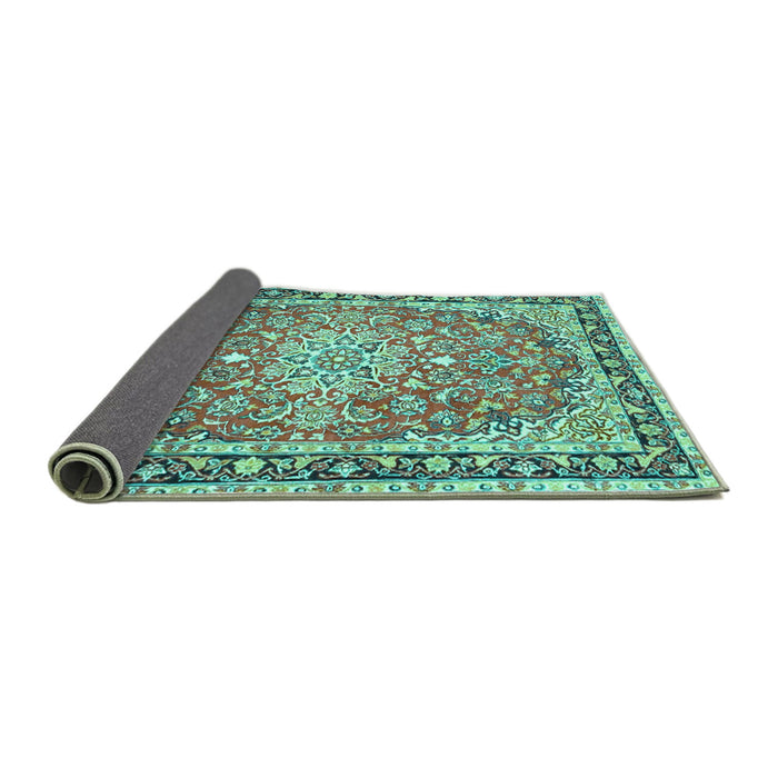 Sideview of Oriental Turquoise Traditional Rug, tr4752turq