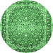 Round Oriental Emerald Green Traditional Rug, tr4752emgrn