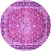 Round Oriental Purple Traditional Rug, tr4752pur