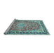 Sideview of Machine Washable Oriental Light Blue Traditional Rug, wshtr4752lblu