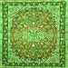 Round Machine Washable Oriental Green Traditional Area Rugs, wshtr4752grn