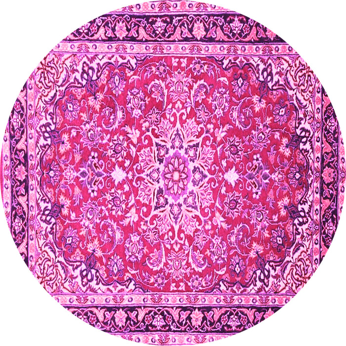 Round Oriental Pink Traditional Rug, tr4752pnk