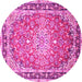 Round Oriental Pink Traditional Rug, tr4752pnk