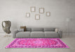 Machine Washable Oriental Pink Traditional Rug in a Living Room, wshtr4752pnk