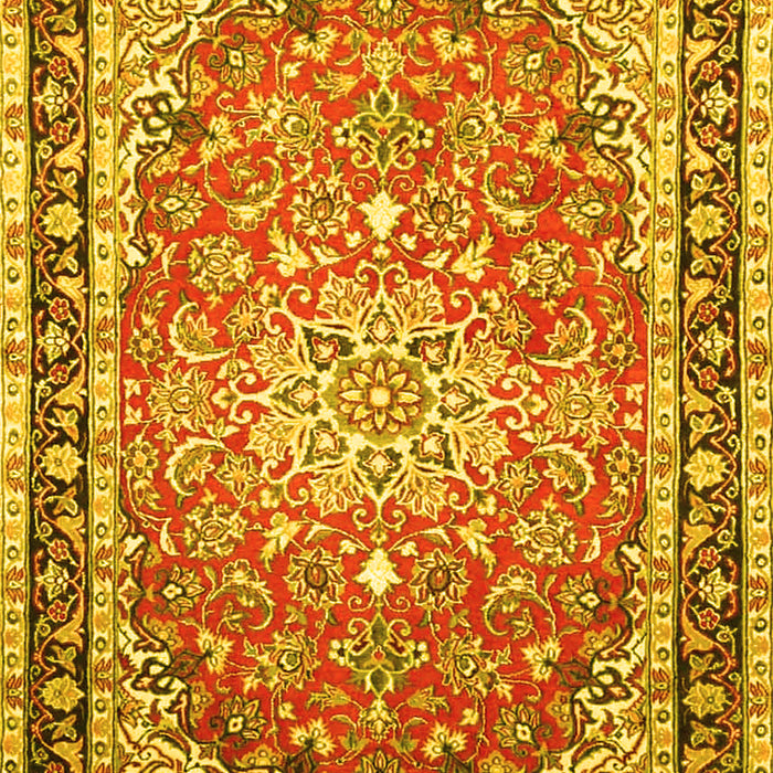 Machine Washable Oriental Yellow Traditional Rug, wshtr4752yw