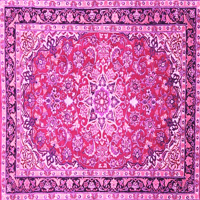 Square Machine Washable Oriental Pink Traditional Rug, wshtr4752pnk