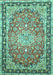 Machine Washable Oriental Turquoise Traditional Area Rugs, wshtr4752turq