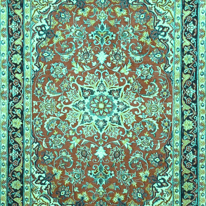 Machine Washable Oriental Turquoise Traditional Area Rugs, wshtr4752turq