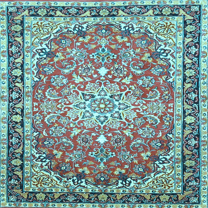 Square Machine Washable Oriental Light Blue Traditional Rug, wshtr4752lblu