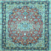 Square Machine Washable Oriental Light Blue Traditional Rug, wshtr4752lblu