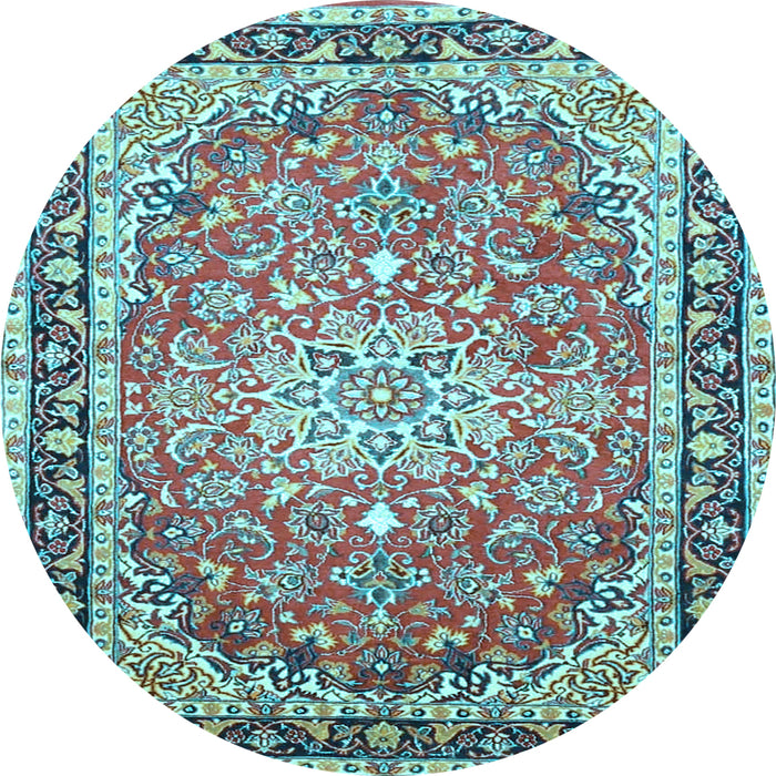 Round Oriental Light Blue Traditional Rug, tr4752lblu
