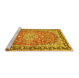 Sideview of Machine Washable Oriental Yellow Traditional Rug, wshtr4752yw