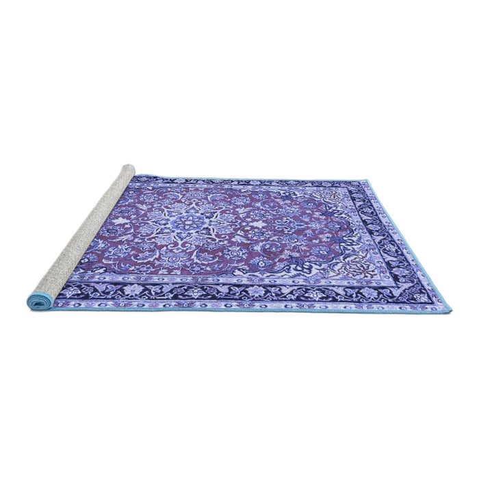 Sideview of Machine Washable Oriental Blue Traditional Rug, wshtr4752blu