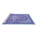 Sideview of Machine Washable Oriental Blue Traditional Rug, wshtr4752blu