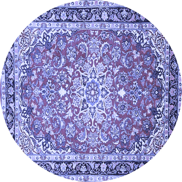 Round Oriental Blue Traditional Rug, tr4752blu