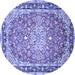 Round Oriental Blue Traditional Rug, tr4752blu