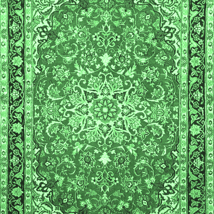 Machine Washable Oriental Emerald Green Traditional Area Rugs, wshtr4752emgrn