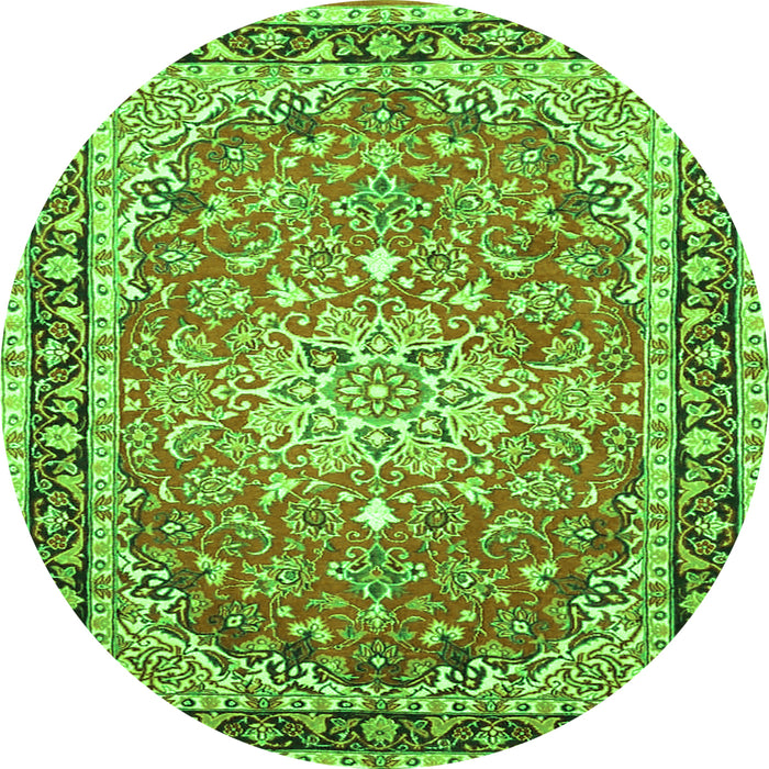 Square Oriental Green Traditional Rug, tr4752grn