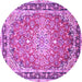 Round Machine Washable Oriental Purple Traditional Area Rugs, wshtr4752pur