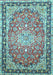 Machine Washable Oriental Light Blue Traditional Rug, wshtr4752lblu