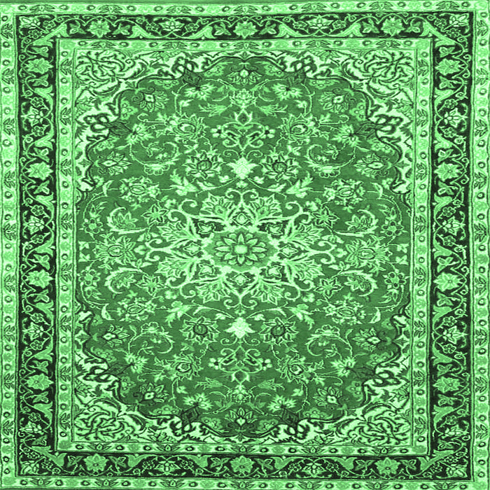 Square Oriental Emerald Green Traditional Rug, tr4752emgrn