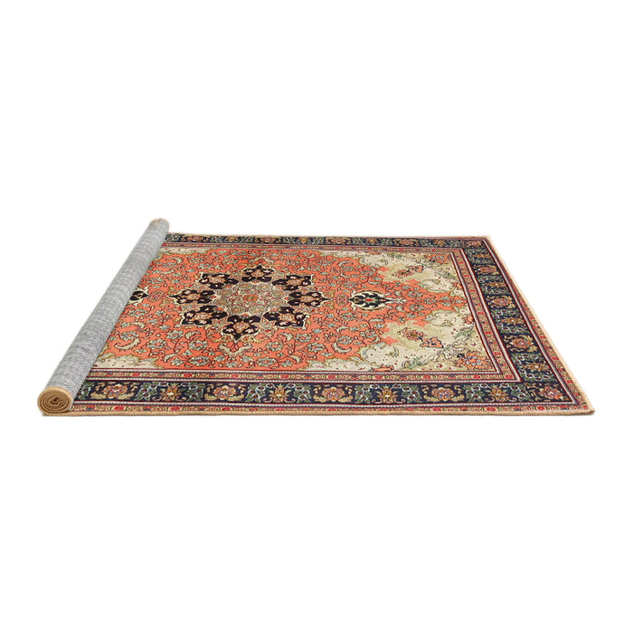 Sideview of Machine Washable Traditional Brown Red Rug, wshtr4753
