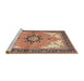 Sideview of Machine Washable Traditional Brown Red Rug, wshtr4753