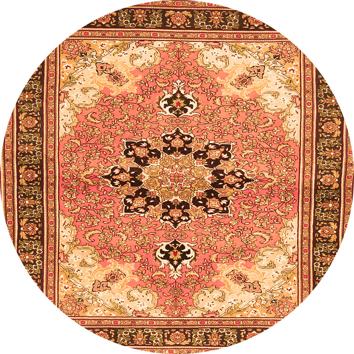 Machine Washable Medallion Orange Traditional Area Rugs, wshtr4753org